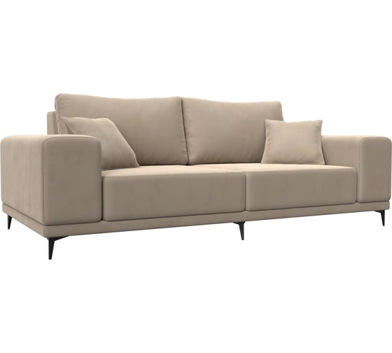 Изображение товара Прямой диван Лига диванов Льюес полностью велюр бежевый 108593