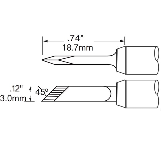 Изображение товара Наконечник (3х18.7 мм; ножевидный удлиненный) для PS900 METCAL SCV-DRK30AR