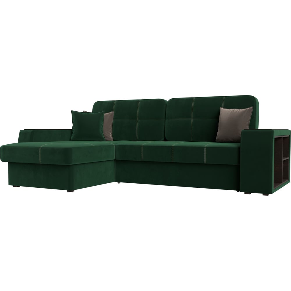 Изображение товара Угловой диван Лига диванов Брюссель левый велюр зеленый с раскладным механизмом