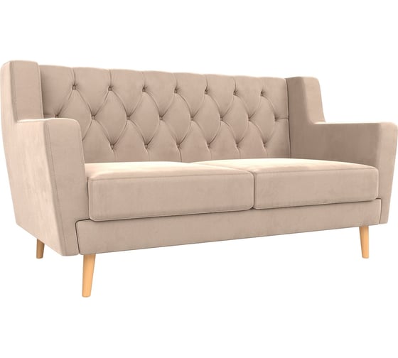 Изображение товара Прямой диван Лига диванов Брайтон 2 Люкс полностью велюр бежевый 108939