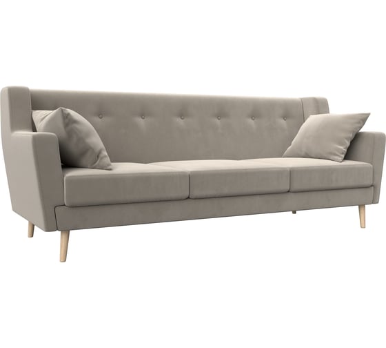 Изображение товара Прямой диван Лига диванов Брайтон 3 полностью микровельвет бежевый 109156