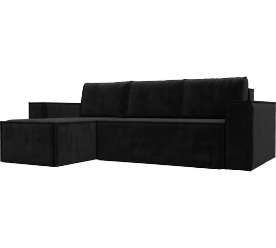 Изображение товара Угловой диван Лига диванов Куба левый полностью велюр черный 108650L