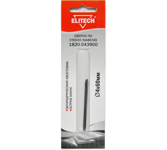 Изображение товара Сверло по стеклу и кафелю (4х65 мм) Elitech 1820.043900