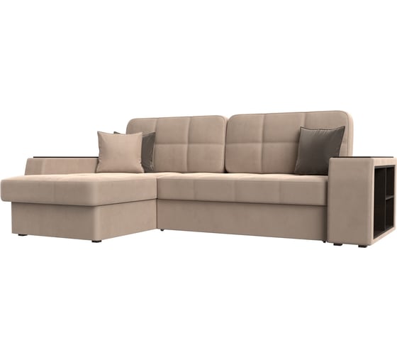 Изображение товара Угловой диван Лига диванов Брюссель левый полностью велюр бежевый 110647L