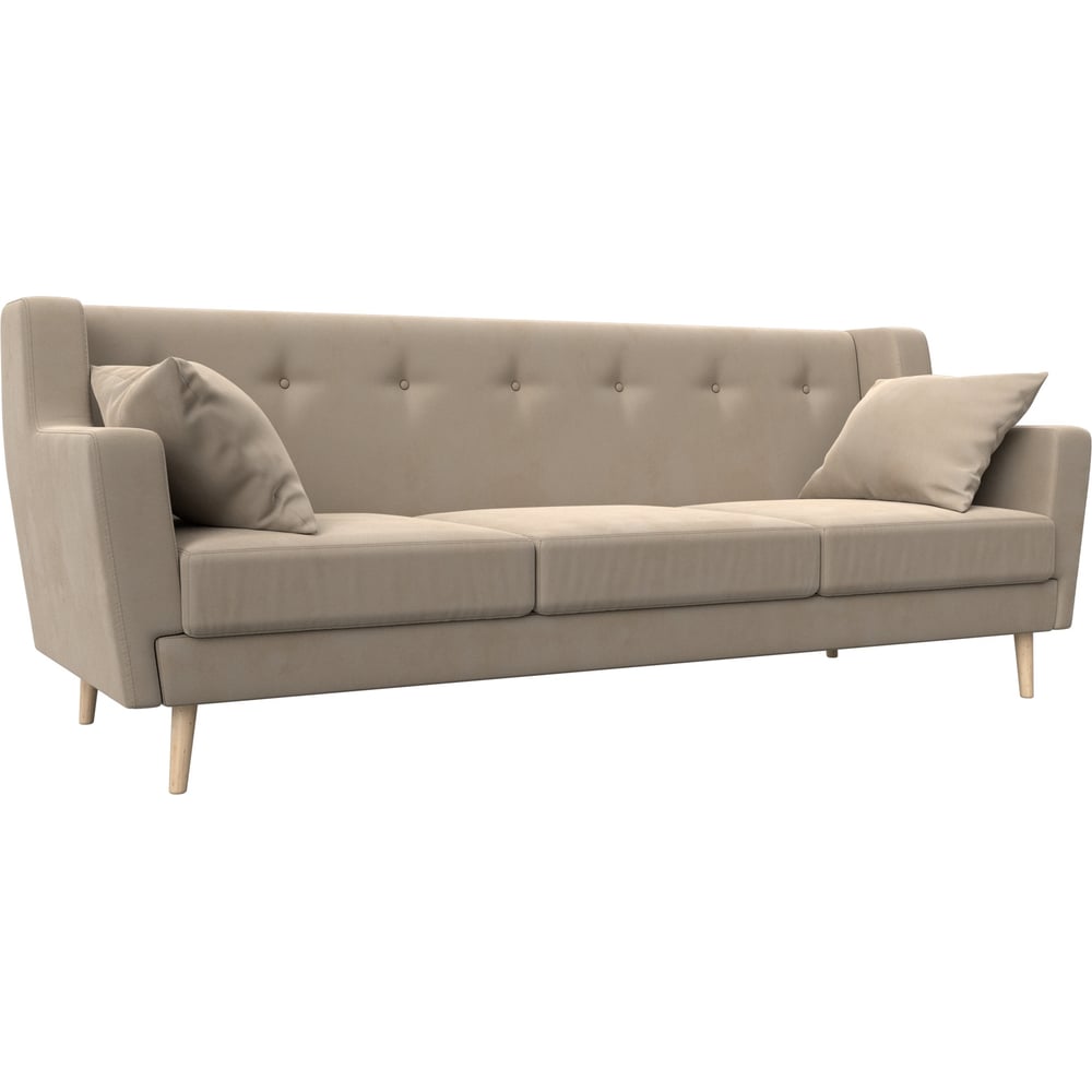 Изображение товара Прямой диван Брайтон 3 Лига диванов бежевый велюр современный стиль надежный