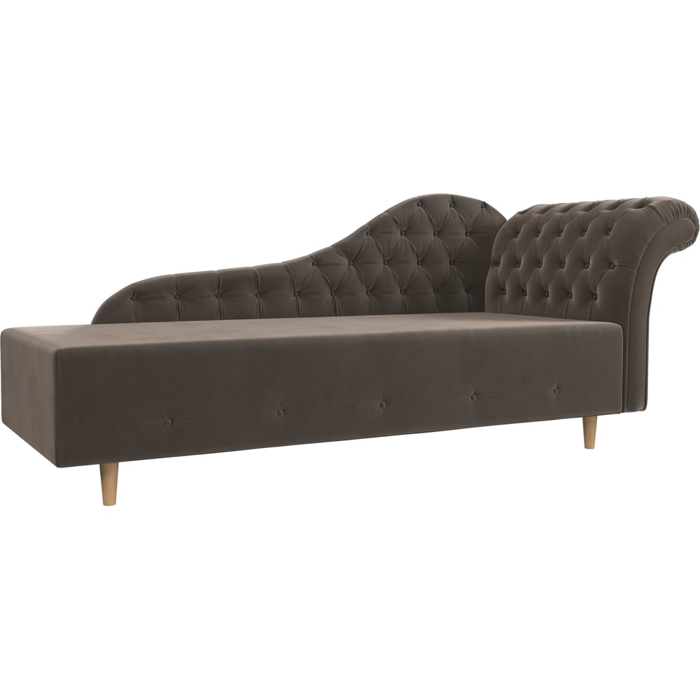 Изображение товара Кушетка Лига диванов Камерон правая в стиле модерн из велюра с бежевыми ножками