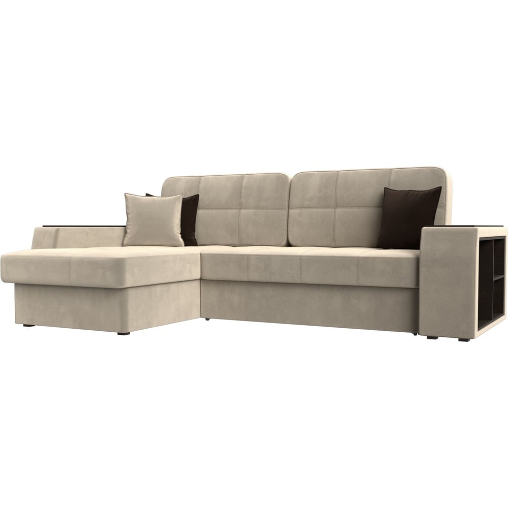 Изображение товара Угловой диван Брюссель Лига диванов с механизмом дельфин, бежевый/коричневый