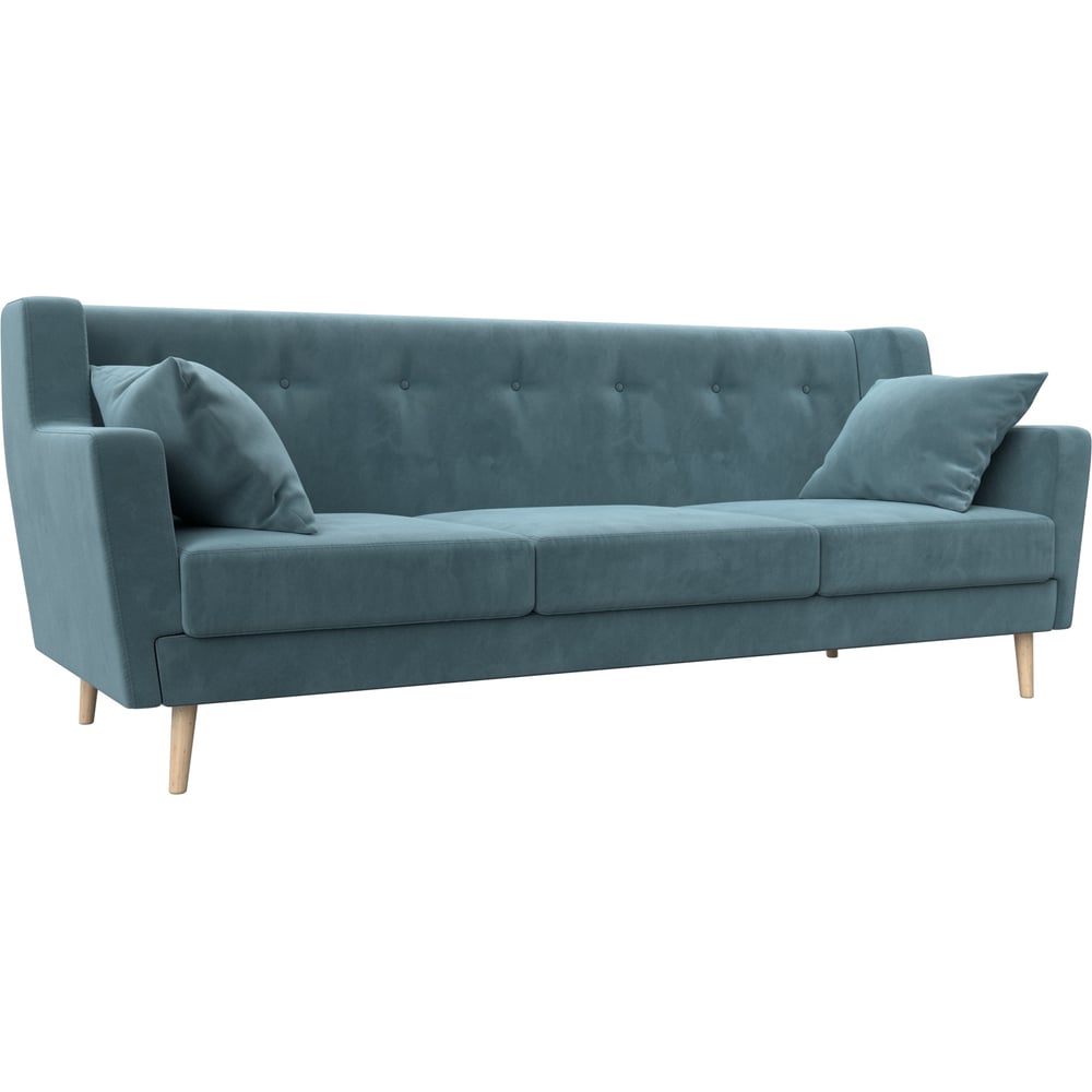 Изображение товара Прямой диван Лига диванов Брайтон 3 бирюзового цвета