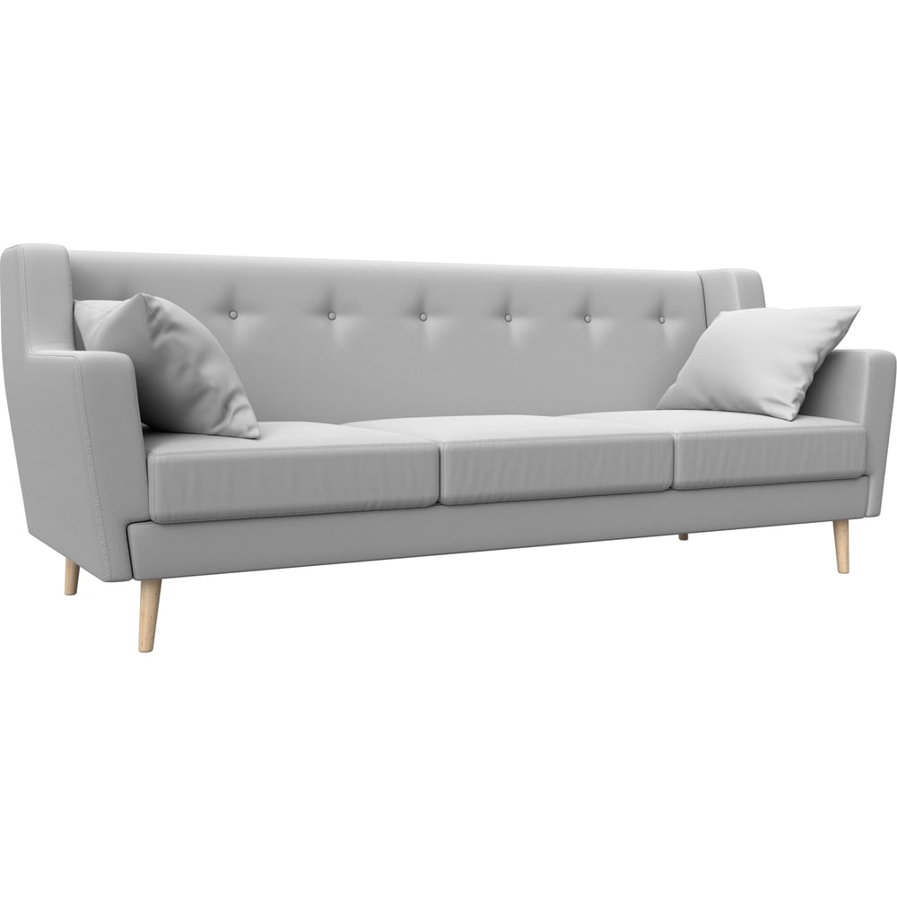 Изображение товара Современный прямой диван Брайтон 3 из экокожи белого цвета для гостиной