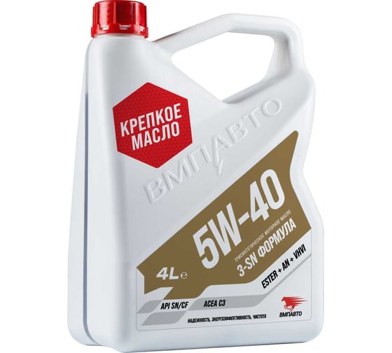 Изображение товара Моторное масло ВМПАВТО 3-SN 5w40, С3, SN/CF, канистра 4 л 9227