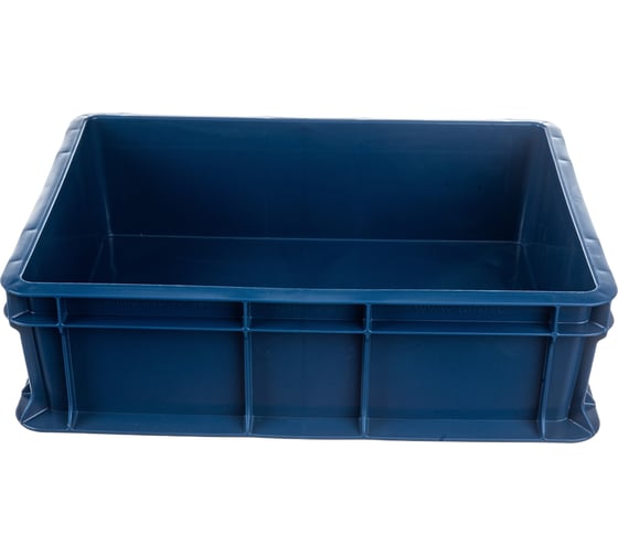 Изображение товара Сплошной ящик с внешней ручкой Тара.ру 400х300х120 мм, синий 18588