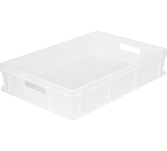 Изображение товара Морозостойкий сплошной ящик с ручками Тара.ру 600х400х120 мм, белый 16394