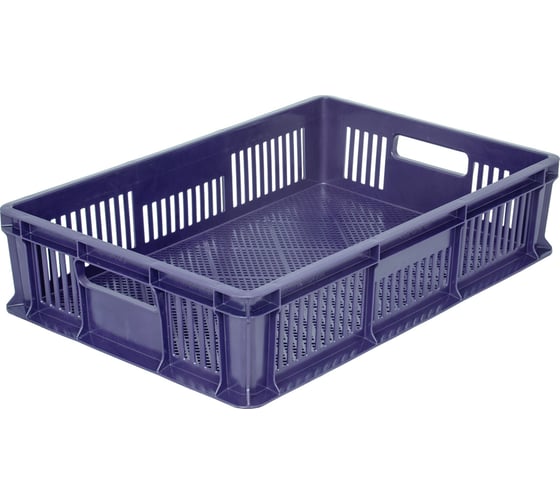 Изображение товара Перфорированный ящик с ручками Тара.ру 600х400х140 мм, синий 16608