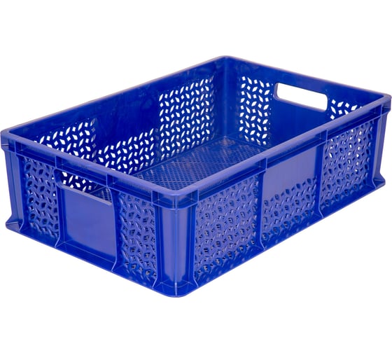 Изображение товара Перфорированный ящик с ручками Тара.ру 600х400х180 мм, синий 16685