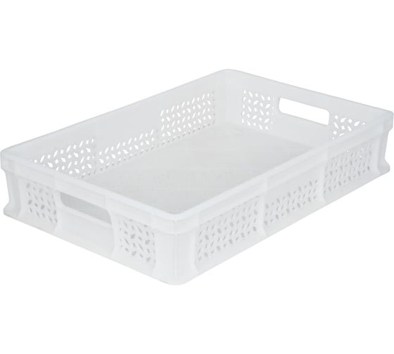 Изображение товара Перфорированный морозостойкий ящик с ручками Тара.ру 600х400х120 мм, белый 16388
