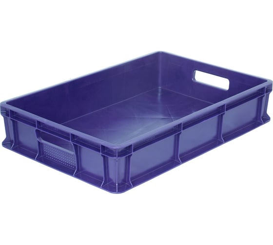 Изображение товара Сплошной ящик с ручками Тара.ру 600х400х120 мм, синий 17162