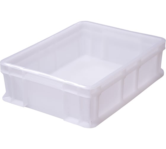 Изображение товара Сплошной ящик с внешней ручкой Тара.ру 400х300х120 мм, белый, морозостойкий 18590