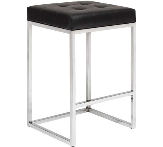 Изображение товара Полубарный стул GreenWeen SOHO каркас нержавеющая сталь, сидение экокожа цвет Black, 660x420x380, GW-SOHO-NER-LEA-BLACK