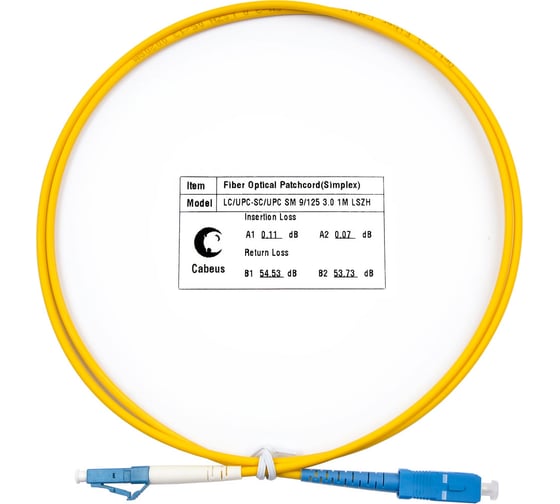 Изображение товара Оптический шнур Cabeus simplex lc-sc 9/125 sm 7м lszh FOP(s)-9-LC-SC-7m