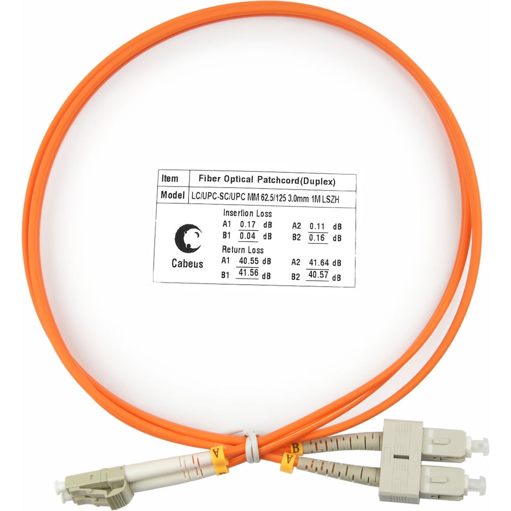 Изображение товара Оптический кабель patchcord LC-SC duplex 62,5/125 мм 5м LSZH FOP-62-LC-SC-5m
