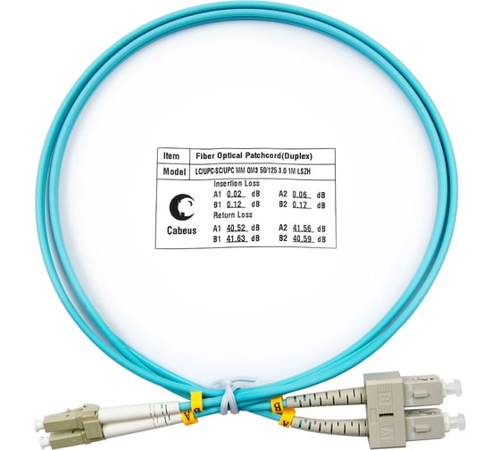 Изображение товара Оптический шнур Cabeus duplex lc-sc 50/125 mm om3 5м lszh FOP-50-LC-SC-5m