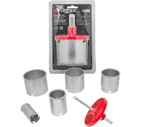 Изображение товара Набор сверл корончатых по плитке и керамограниту 7 предметов (33, 53, 67, 73, 83 мм в блистере) Forsage F-03301 52803