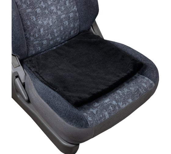 Изображение товара Накидка сиденья SKYWAY меховая, искусственная, мутон, 1 предмет без спинки, 40х40 см, черный S03003010