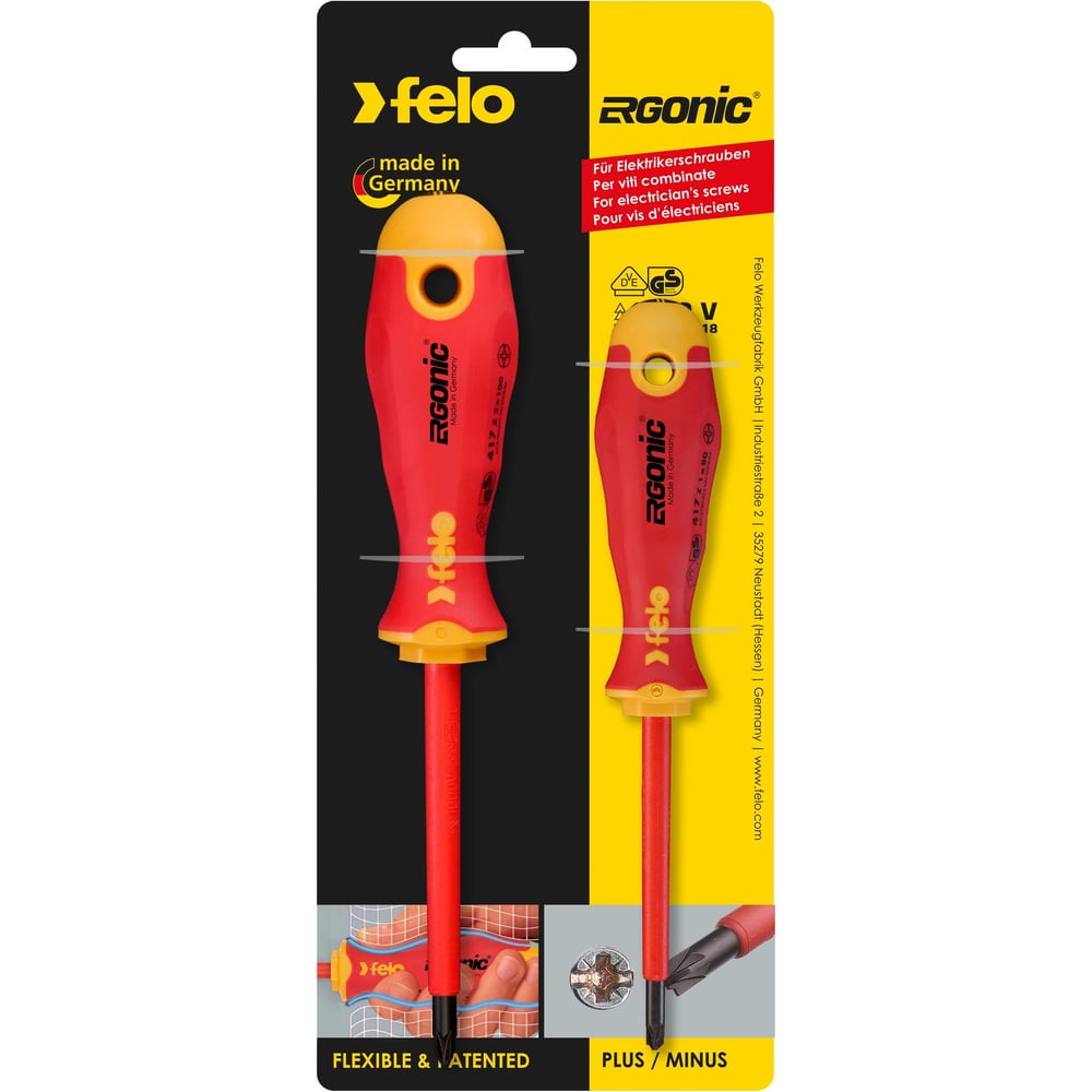 Изображение товара Набор крестовых диэлектрических отверток Felo Ergonic 2 шт профессиональный