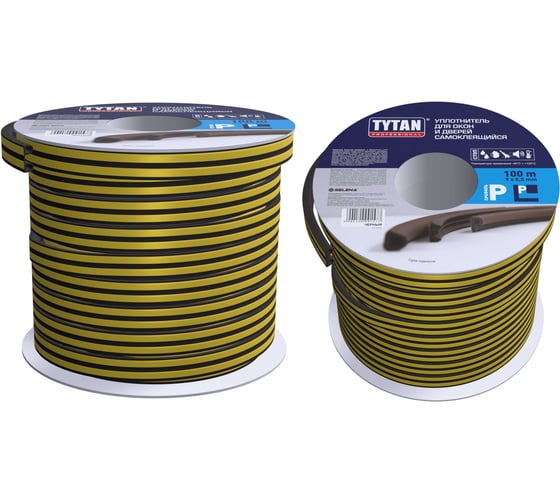 Изображение товара Уплотнитель для окон и дверей Tytan Professional p 100 м, 9x5.5 мм, черный 234909 91577