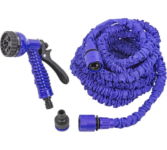 Изображение товара Поливочный расширяющийся шланг в комплекте с пистолетом-распылителем WMC TOOLS иск. латекс, 15 м, 7 режимов полива WMC-TG7106003 New(54698)