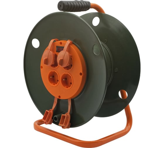 Изображение товара Катушка без провода GLANZEN 4 штепсельных гнезда, с заземлением, Ф300мм ЕК-05-300 00-00002784