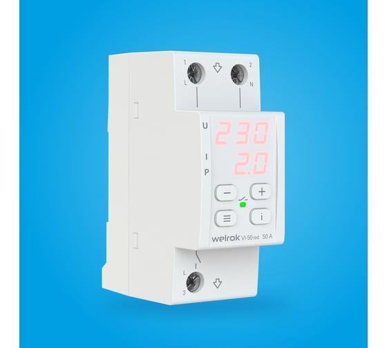 Изображение товара Реле напряжения Welrok c контролем тока vi-50 red 4660251140267