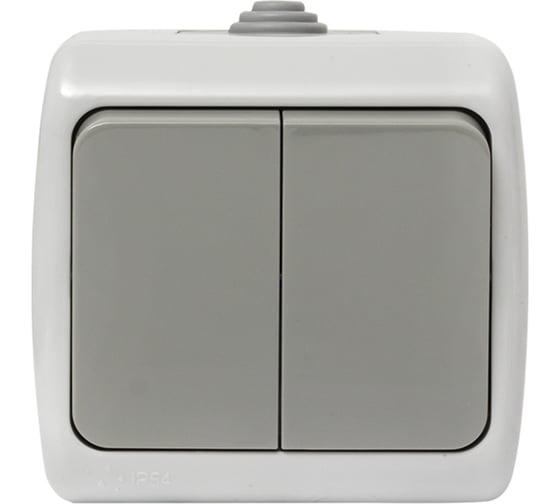 Изображение товара Выключатель EKF Мурманск 2-клавишный 10А IP54 серый EFV10-023-30-54