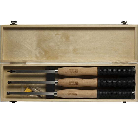 Изображение товара Комплект токарных резцов из 3-х штук со сменными твердосплавными ножами WOODWORK PWT-300