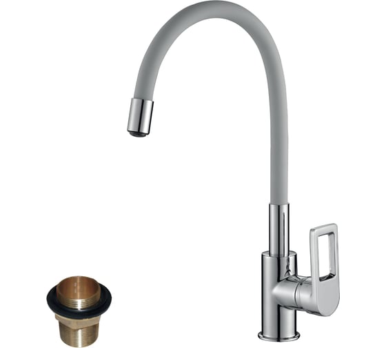 Изображение товара Смеситель для кухни с гибким цветным изливом Rossinka Z35-35U-Gray