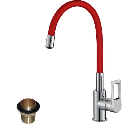 Изображение товара Смеситель для кухни с гибким цветным изливом Rossinka Z35-35U-Red