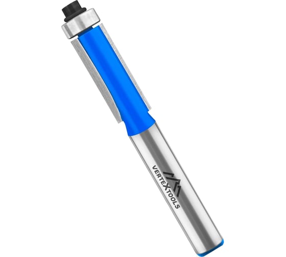 Изображение товара Фреза для выборки заподлицо с нижним подшипником, хвостовик 8 мм, d-10 мм, h-25 мм, l-70 мм vertextools 3511-082510