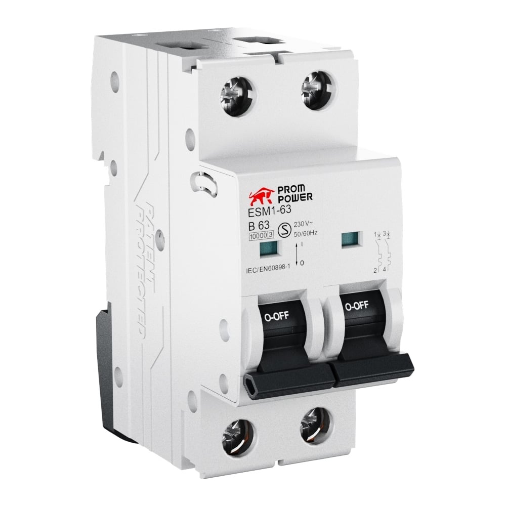 Изображение товара Автоматический выключатель Prompower esm1-63 10A 2полюса 415V C