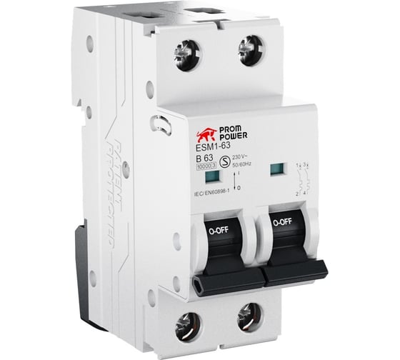 Изображение товара Автоматический выключатель Prompower esm1-63 (10ka), 10a, характеристика c, количество полюсов: 2p ESM163C102