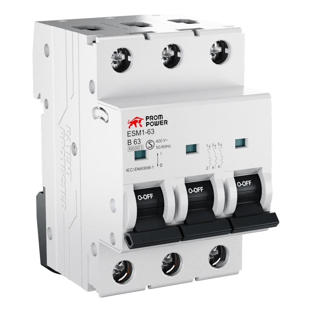 Изображение товара Автоматический выключатель Prompower esm1-63 40а 3п 10кА для DIN-рейки IP20