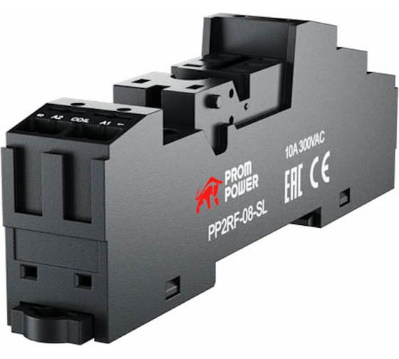 Изображение товара Колодка для реле Prompower pg2r2-s (двухполюсное), пружинные клеммы, pp2rf-08-sl PP2RF08SL