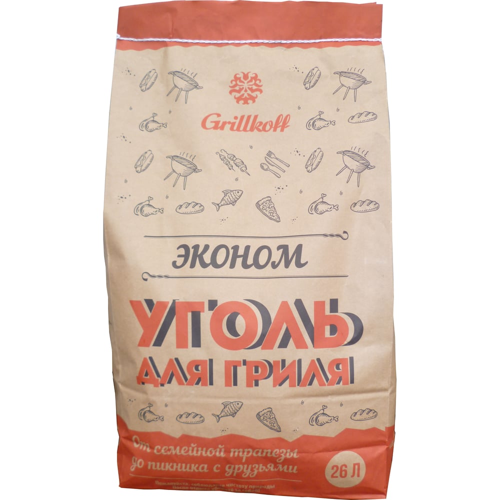 Изображение товара Древесный уголь для гриля Grillkoff эконом, 26 л, высокое качество