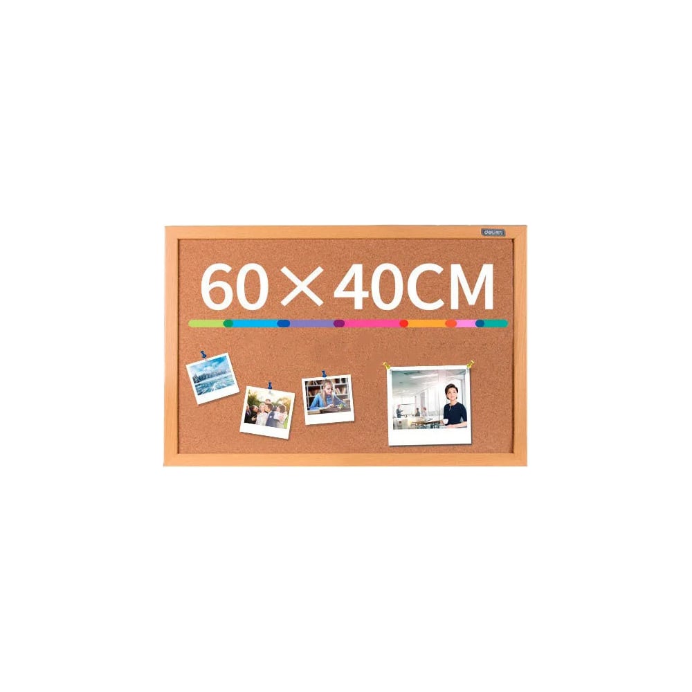 Изображение товара Пробковая доска DELI 8762 желтая 40x60 см деревянная рамка