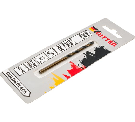 Изображение товара Сверло по металлу EC Gold&Black 2.3 мм, HSS-G M2, DIN 338, RN RITTER PS14202301