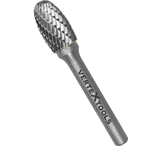 Изображение товара Бор-фреза по металлу твердосплавная, овальная, тип E, 12 мм vertextools 3643-12