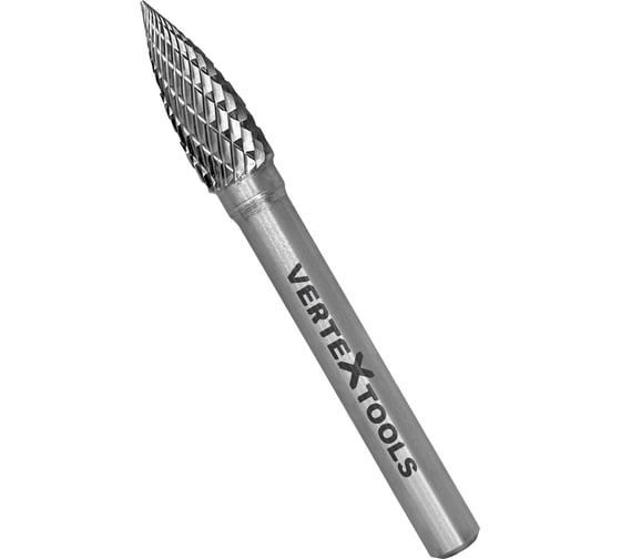 Изображение товара Бор-фреза по металлу твердосплавная, параболическая заостренная, тип G, 8 мм vertextools 3645-8