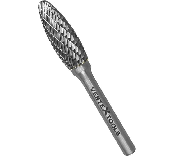 Изображение товара Бор-фреза по металлу твердосплавная, элипсобразная, тип H, 12 мм vertextools 3646-12