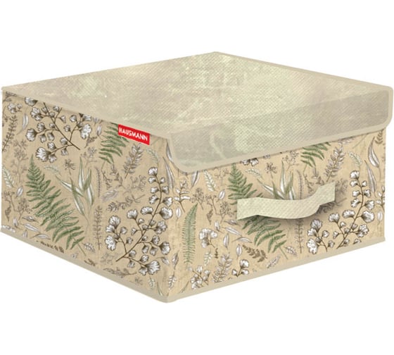 Изображение товара Кофр для хранения Hausmann ПЭТ/ПП,30x30x16 см, растительный принт/бежевый HM-PICF03