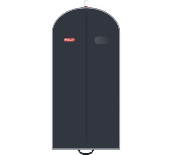 Изображение товара Чехол для одежды Hausmann объемный с овальным окном ПВХ и ручками 60х140х10, черный HM-701403AG
