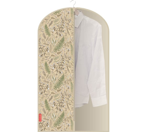 Изображение товара Чехол для одежды Hausmann ПЭТ/ПП, 60x100 см, растительный принт/бежевый HM-PICF01